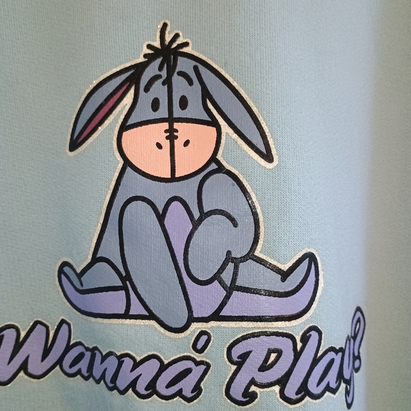 Disney Winnie the Pooh Eeyore Sweatshirt "Wanna‎ Play" Blue Size Large - Picture 6 of 12